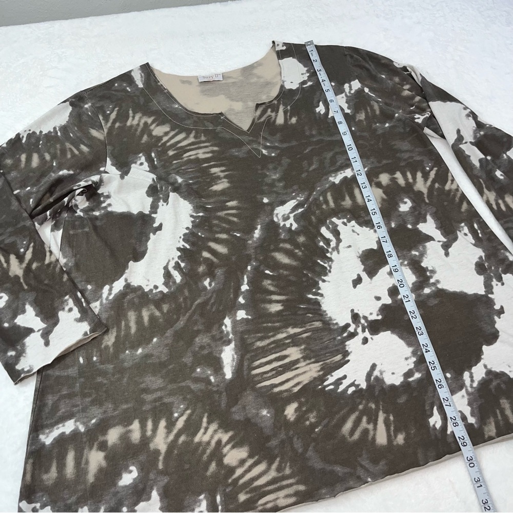 Suzy D London Jaimie Curve Tie Dye V Neck Tunic Blouse Womans Sz 2 Or US 14/16 - Picture 8 of 9
